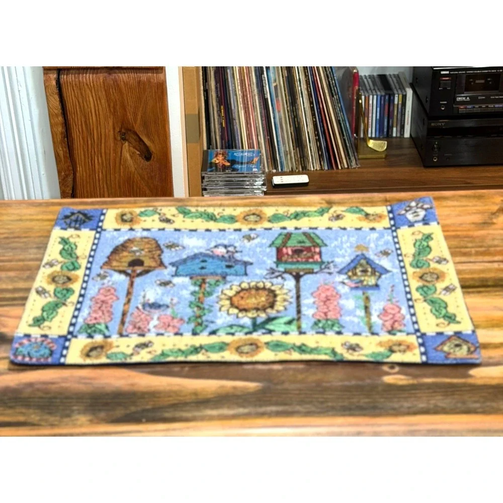 Set of 4 Vintage Tapestry Birdhouse Bee Placemats Cottagecore Farmhouse Whimsy